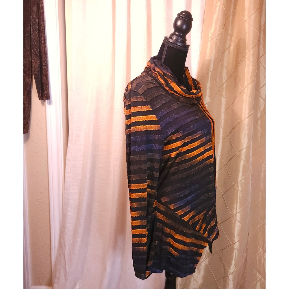 Vintage Cowl Neck Layered Gradients Patchwork Stripes, Feratelli